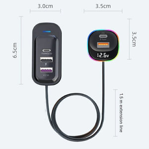 KFZ Ladegerät Super Fast Charge - USB-C + USB-A - RU TechGear